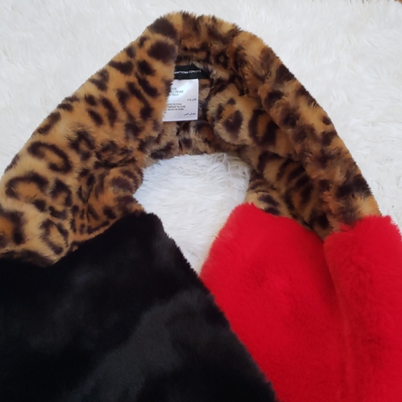 INC Colorblock faur fur muffler scarf - Picture 3 of 8